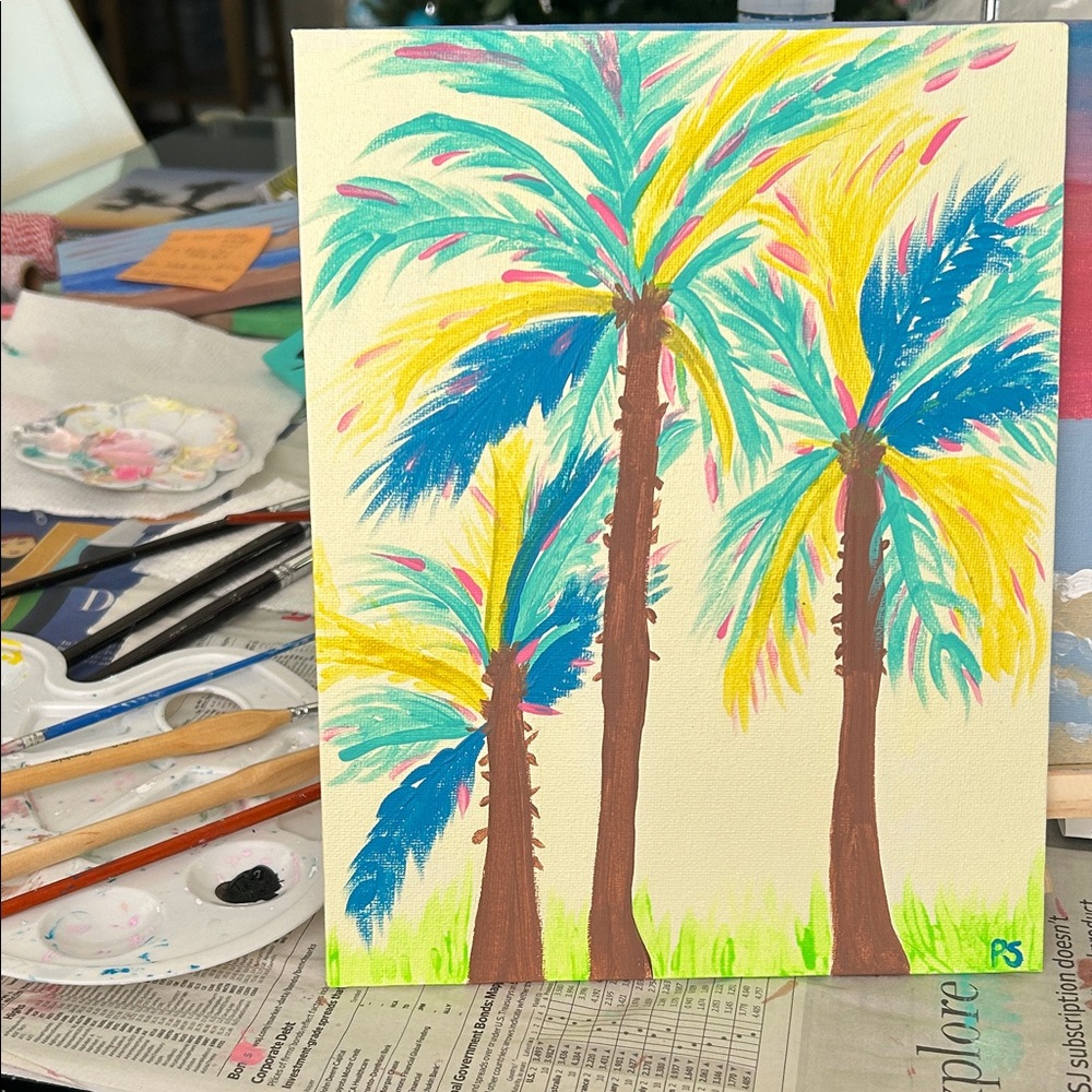 Vibrant Palm Tree Canvas Art       “Palms Springs style.”